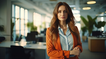 Beautiful businesswoman portrait from the office - obrazy, fototapety, plakaty