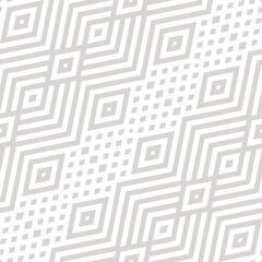 Seamless geometric pattern with abstract diagonal lines, chevron, rhombuses. Simple vector design for background texture. Retro style ornament. Repeat beige and white design for modern decoration