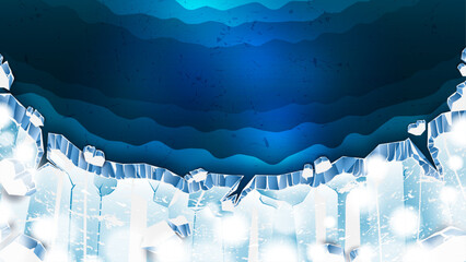 Concave Shaped Ice Cracks As Winter Background