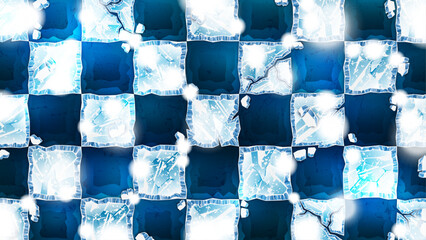 Checkered Shaped Ice Cracks As a Winter Background