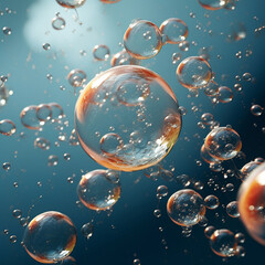 Fondo con detalle de varias burbujas con reflejos de luz