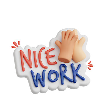 3D Illustration of Nice Work Good Vibe Sticker