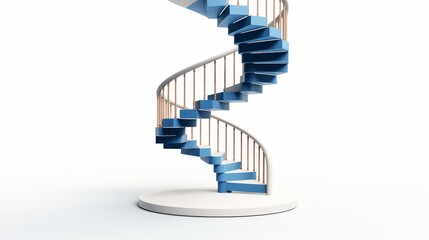 Obraz premium Design of a staircase spiraling upwards isolated on a white background AI generated illustration