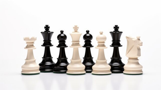 Chess set isolated on a white background AI generated illustration