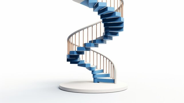 Design of a staircase spiraling upwards isolated on a white background AI generated illustration