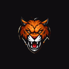 Tiger esports mascot logo flat vector design