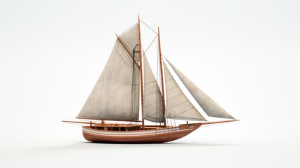 styled old fashioned sailboat isolated on white  AI generated illustration