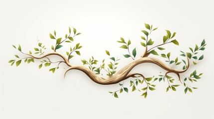 styled tree branch with leaves separated on a white background  AI generated illustration