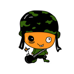 cartoon soldier on a white background