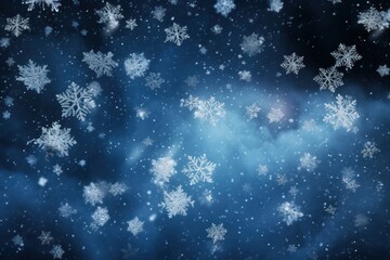 Fototapeta na wymiar snowflakes falling against a night sky lit up with stars AI generated illustration