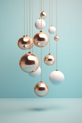 Minimalistic  design of Christmas baubles hanging in the air  AI generated illustration
