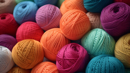 Colorful balls of yarn next to each other