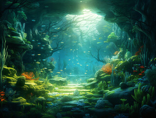 An underwater illustration full of life