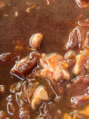 chicken and pork with soy sauce.