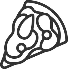 カットした、ピザのアイコン（線画）のイラスト