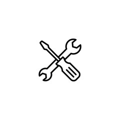 Wrench and screwdriver icon, repair sign vector