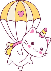 Cat Unicorn On Parachute