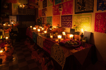 In Mexico, a Day of the Dead altar is constructed in accordance with traditional structure.