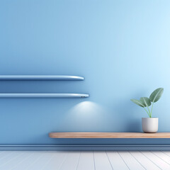 Universal minimalistic blue background wall , interior design ,