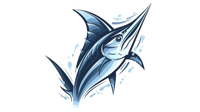 Marlin fish logo.Sword fi