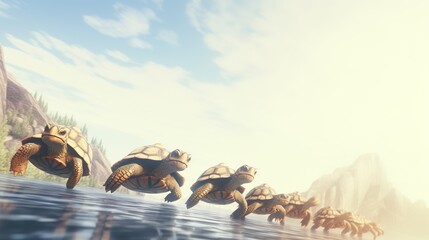 turtles race to reach 