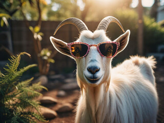Naklejka premium Goat wear Modern Sunglasses