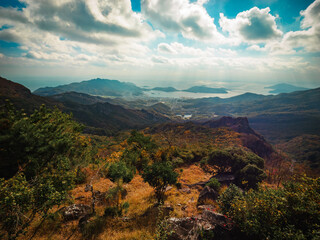 山の山頂　香川県の小豆島　寒霞渓