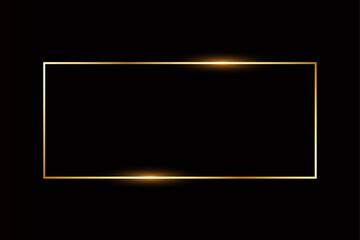 golden geometric frames on black background