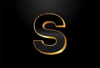 Obraz premium Gold and black color alphabet S. Elegant Gold Color alphabet vector illustration
