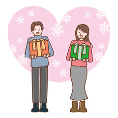 愛と感謝を込めたクリスマスプレゼント - カップルの幸せな瞬間