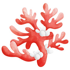 Underwater Christmas Coral, Whimsical Undersea Watercolor Art