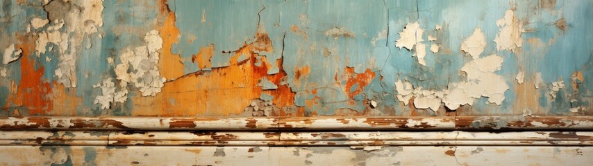 Weathered and Textured Wall with Peeling Paint