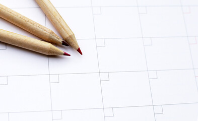 Calendar with pencils. Planning concept