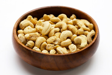 Cashew nuts on white background.