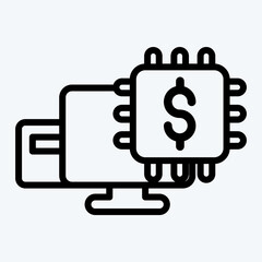 Icon Fintech Technology. suitable for education symbol. line style. simple design editable. design template vector. simple illustration
