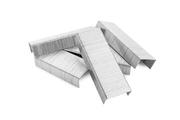 Staple gun refills on white background. Office supplies
