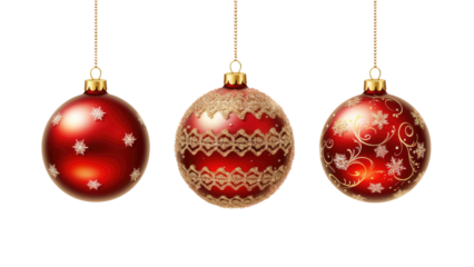 Christmas decorations isolated on transparent background, PNG file