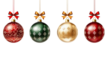 Christmas decorations isolated on transparent background, PNG file
