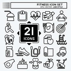 Icon Set Fitness. suitable for Healthy symbol. line style. simple design editable. design template vector. simple illustration