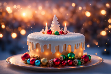 christmas cake with candlesbirthday cake with candles