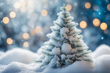 christmas tree in snow
