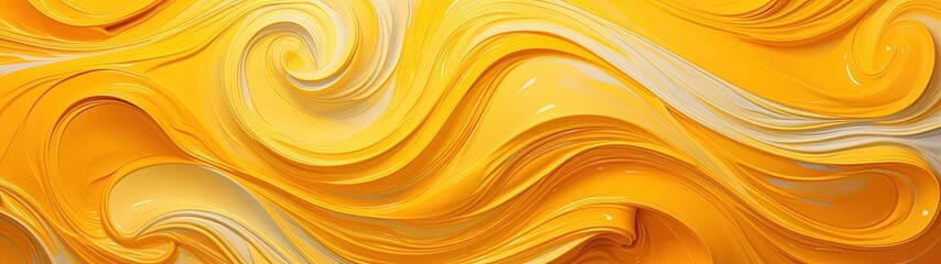 Dynamic Golden and Gray Abstract Painting with Swirling Spiral Pattern