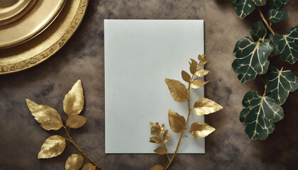 Letterhead and gold ivy on the desk 03