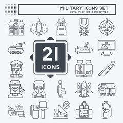 Icon Set Military. related to Army symbol. line style. simple design editable. simple illustration