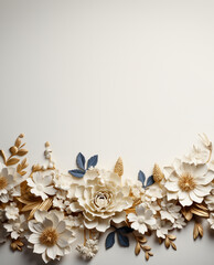 Obraz premium Flowers, petals and bouquet on a cream background for decoration, creativity or art with fresh and colorful plant bunch. Creative, still life and concept, floral arrangement in a studio for mockup.