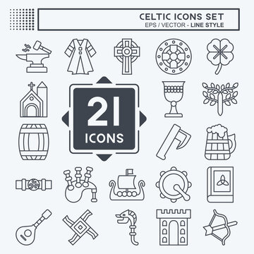Icon Set Celtic. related to Celebration symbol. line style. simple design editable. simple illustration