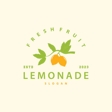Lemon Logo, Fresh Lemon Juice Illustration Design For Minimalist, Elegant, Luxurious Plantation