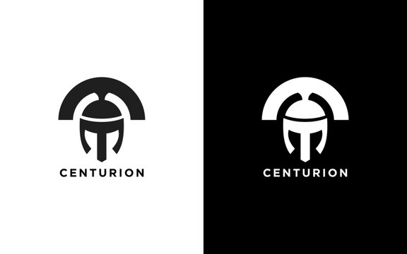 centurion warrior and letter t logo design element- security business visual identity template