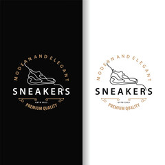 Shoe Logo, Minimalist Line Style Sneaker Shoe Design Simple Fashion Product Brand