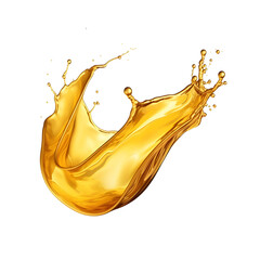 oil yellow gold water splashs, transparent background png